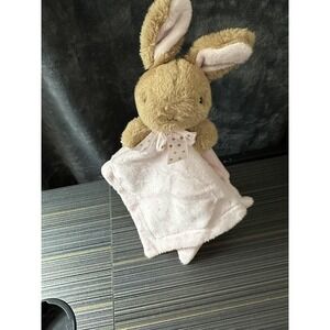 MTY International Bunny Rabbit Lovey Brown Pink Plush Security‎ NEW 12" Square